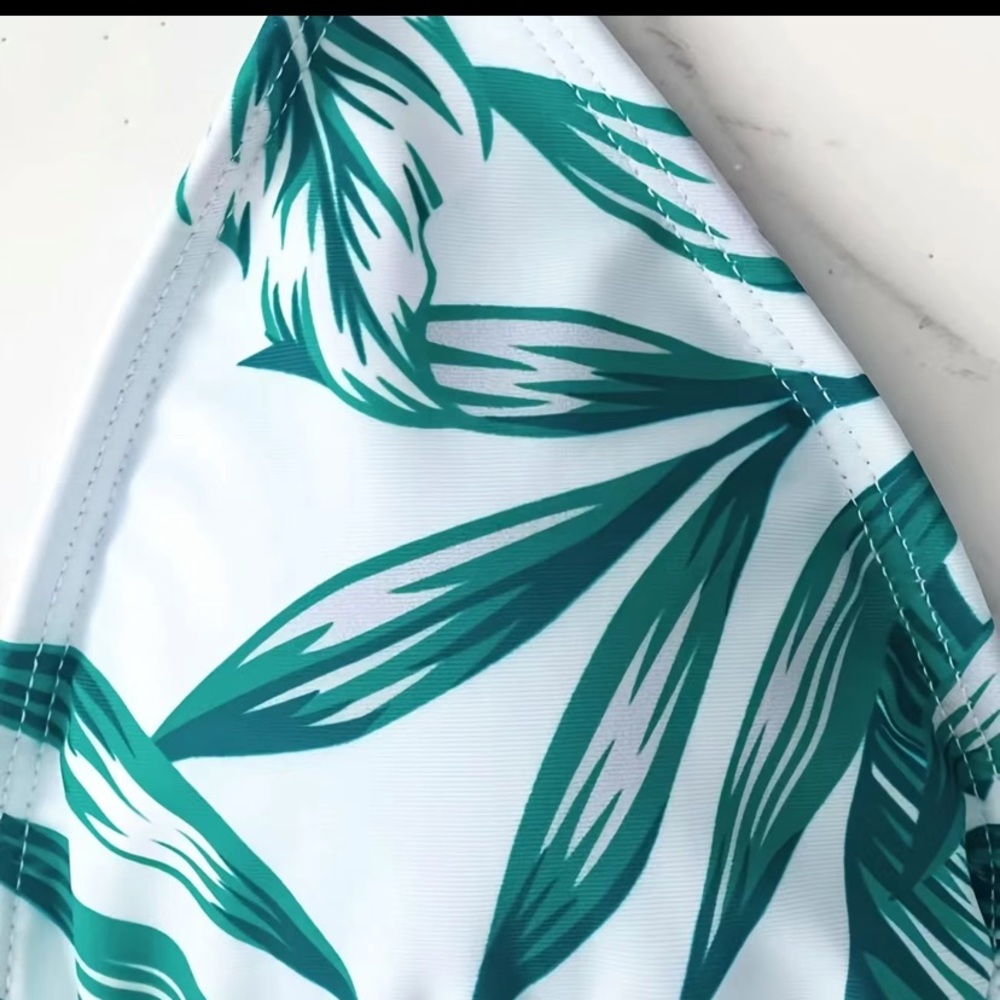 Tropical Triangle Top Bikini Bottoms Matching Romper Cover Up Swim Set Swimsuit - Picture 4 of 16